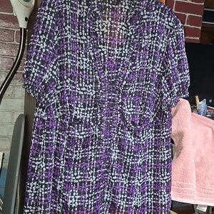 I.N. Studio Purple Printed Ruffle Blouse